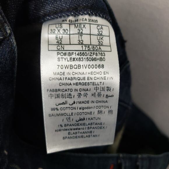 Guess Jeans Mens Size 32x30 Medium Rise Tapered Slim Jeans Halsted Fit Dark Wash - Picture 11 of 12